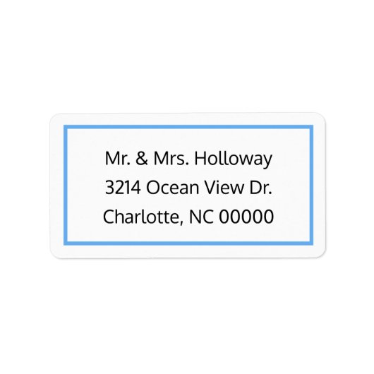 Étiquette de adresse RSVP bleu et blanc (Devant)