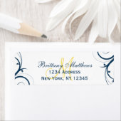 Étiquette de adresse RSVP de mariage bleu jaune (En situation)