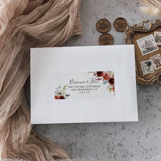 Étiquette de adresse RSVP de mariage floral élégan