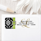 Étiquette de adresse RSVP Mariage damassé noir ver (En situation)