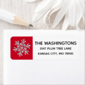 Étiquette de adresse Silver Red Snowflake (En situation)