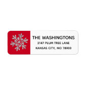 Étiquette de adresse Silver Red Snowflake (Devant)