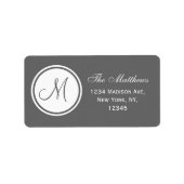 Étiquette de adresse simple de gris d'initiale de (Devant)