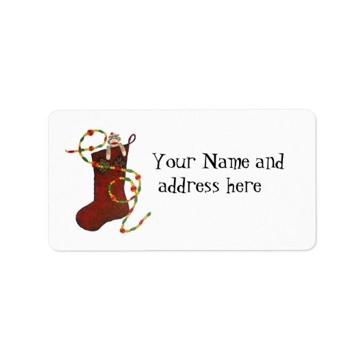 Étiquette de adresse singe de Noël (Devant)
