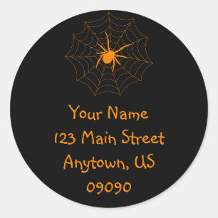 Étiquette de adresse Spiderweb (orange / noir)
