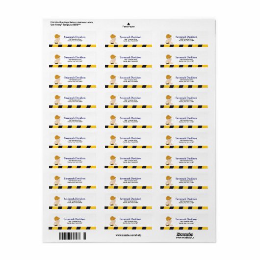 Étiquette de adresse sur mesure pour bébé de const (Feuille entière)