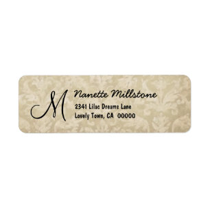 Étiquette de adresse texturisé beige du monogram