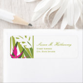 Étiquette de adresse tropical - vert et rose (En situation)