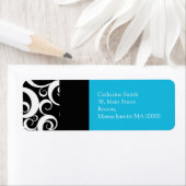 Étiquette de adresse Turquoise et Black Damask (En situation)