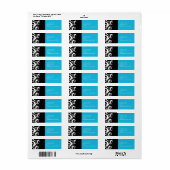 Étiquette de adresse Turquoise et Black Damask (Feuille entière)
