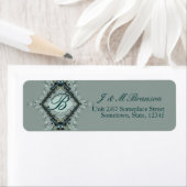Étiquette de adresse Turquoise Monogram Satin Lace (En situation)