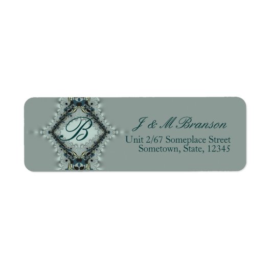 Étiquette de adresse Turquoise Monogram Satin Lace (Devant)