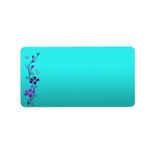 Étiquette de adresse turquoise pourpre de l'argent