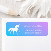 Étiquette de adresse Unicorne Bleu Et Violet (En situation)