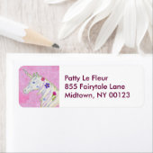 Étiquette de adresse Unicorne rose (En situation)