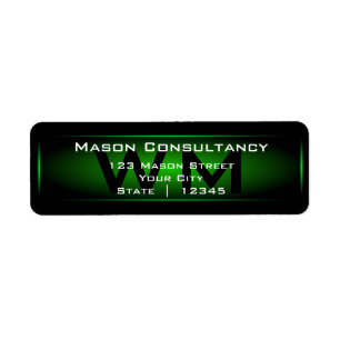 Étiquette de adresse vert de retour de monogramme