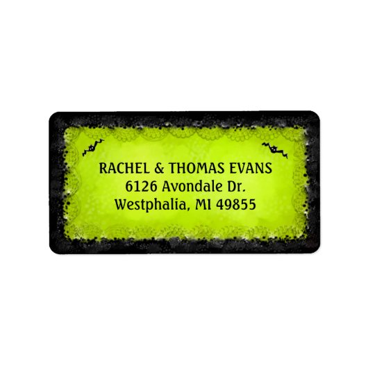 Étiquette de adresse - Vert d'Halloween avec bordu (Devant)