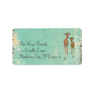 Étiquette de adresse Vintage Azure & Amber Giraffe