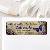 Étiquette de adresse Vintage Bleu Papillon (En situation)