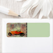 Étiquette de adresse vintage de voiture rouge (En situation)