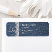 Étiquette de adresse vintage Denim et Lace Monogra (En situation)