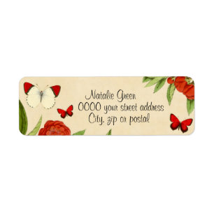 Étiquette de adresse vintage floral de retour de