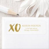 Étiquette de adresse XOXO Gold Foil brossé (En situation)