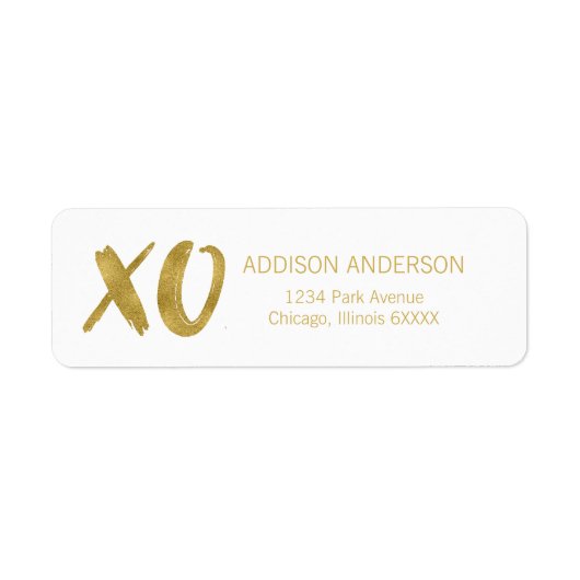 Étiquette de adresse XOXO Gold Foil brossé (Devant)