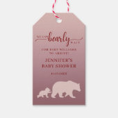 Étiquette de Baby Shower Bearly Wait Fille Bois Ro (Devant)