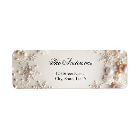 Étiquette de Baby Shower Flocon de neige et perle  (Devant)