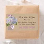 Étiquette de Baby shower Lavender Hydrangea Bouque (En situation)