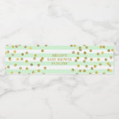 Étiquette de Baby shower Mint Stripes Gold Confett (Étiquettes simples)