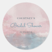 Étiquette de baby shower rose et bleu aquarelle (Devant)