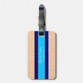 Étiquette de bagage à clé grecque orange Monogramm (Dos Vertical)