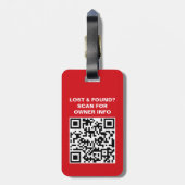 Étiquette de bagage à code QR de voyage (Dos Vertical)