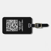 Étiquette de bagage à code QR noir et blanc (Devant horizontal)