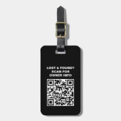 Étiquette de bagage à code QR noir et blanc (Devant Vertical)
