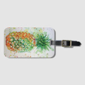 Étiquette de bagage à eau-forte tropicale ananas o (Devant Horizontal)