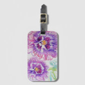 Étiquette de bagage à fleurs de pensée violette aq (Devant Vertical)