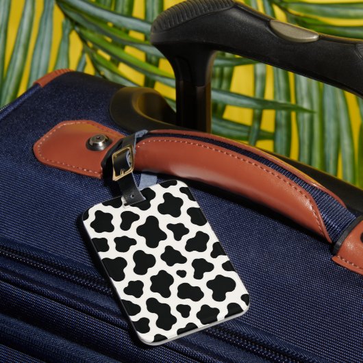 Étiquette de bagage à imprimé vache noir et blanc (Insitu Rectoal 1)