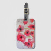 Étiquette de bagage à l'aquarelle fleur de pavot r (Devant Vertical)
