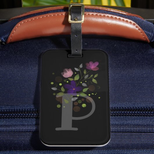 Étiquette de bagage à lettre initiale P et motif f (Insitu Rectoal 2)