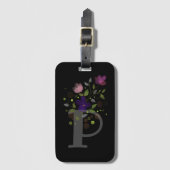 Étiquette de bagage à lettre initiale P et motif f (Devant Vertical)