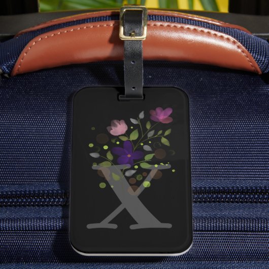 Étiquette de bagage à lettre initiale X plus motif (Insitu Rectoal 2)