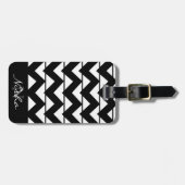 Étiquette de bagage à monogramme à rayures Chevron (Devant horizontal)
