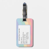 Étiquette de bagage à monogramme arc-en-ciel paste (Dos Vertical)