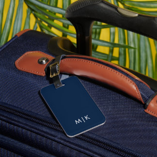 Étiquette de bagage à monogramme moderne blanc et
