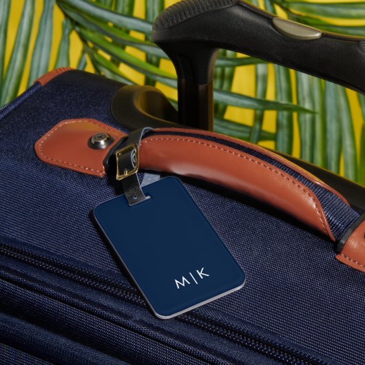 Étiquette de bagage à monogramme moderne blanc et  (Insitu Rectoal 1)