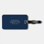 Étiquette de bagage à monogramme moderne blanc et  (Dos horizontal)