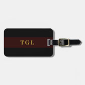 Étiquette de bagage à monogramme personnalisé avec (Devant horizontal)
